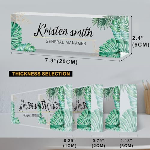 Personalized Name Plate for Desk Custom Desk Name Plate Acrylic Office Desk Accessories Decor for Women Teacher Nurse Boss Employee Appreciation Gifts for Mother Monstera Name Plates - Image 4