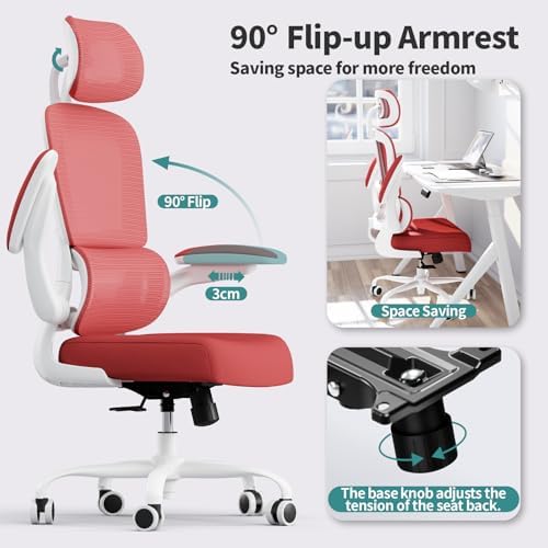 TRALT Office Chair Ergonomic Desk Chair with Lumbar Support Red, 1 - Image 5