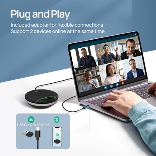 Yealink Bluetooth Speakerphone SP96 Support Daisy-Chain 26H Talk Time Teams Certified 65mm Conference Speaker and 6 Microphones Smart AI Noise-Canceling 5m Voice Pickup Radius 1.2m USB C/A 400g - Image 6