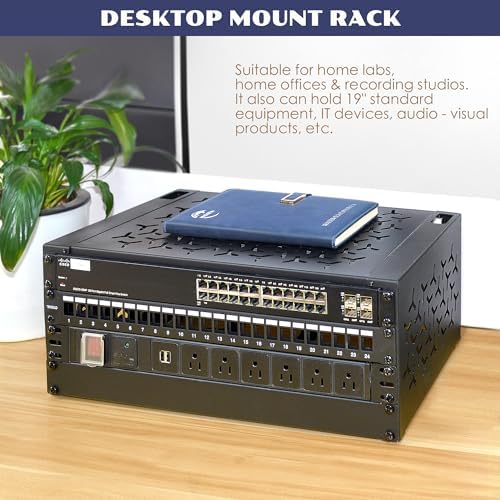 4U Wall-Mount & Desktop Server Rack, 12" Depth, Foldable with 1U Blank Panel - Open Frame for Shallow Servers/IT Gear/Switches &19" Standard Devices - Image 5