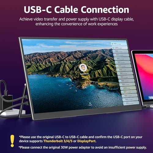 VisionOwl Portable Monitor for Laptop, IPS USB-C HDMI Travel Second Monitor for MacBook Pro Air, PC, PS5, Xbox, Portable Second Screen, Built-in Kickstand, Speakers, VESA Mountable, 18.5 Inch - Image 2
