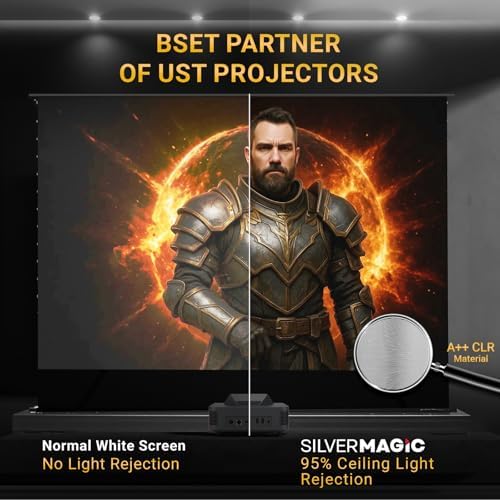 ALR/CLR Motorized Floor Rising Projector Screen for UST Projectors 120”, 95% Ambient Light Rejecting, 4K/8K Ultra HD, Active 3D, for Home Theater Living Room Bedroom Office - Image 2