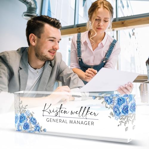 Personalized Name Plates - Office Desk Decor & Gifts (Blue Daisy) - Image 6