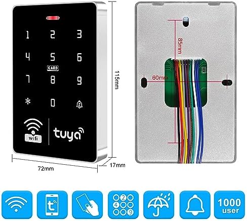 S10 TUYA Wi-Fi Access Control Keypad, IP68 Waterproof, RFID Touchscreen Access Controller, Mobile App Door Opening, Password Keypad, 1000 User Capacity, Home Single and Double Door Access - Image 5