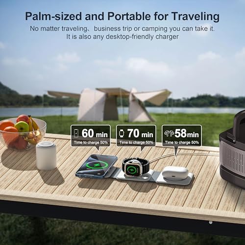 3 in 1 Charging Station for Multple Devices,Foldable 3 in 1 Wireless Charger for Travel,NANO Wireless Charging Station for iPhone17 16 15 14 13 12 Pro Max/Watch 10 9 8 7 6 5 4 3 Ultra/AirPod Pro - Image 2