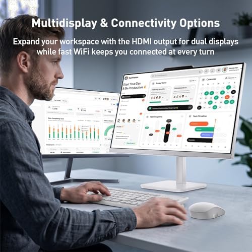 Lenovo A100 24" IPS FHD All in One Desktop Computer, Intel 8-core CPU, 8GB RAM, 512GB SSD Storage, Wireless Keyboard & Mouse Included, Support Dual-Display, HDMI, Windows 11, Cloud Grey - Image 5
