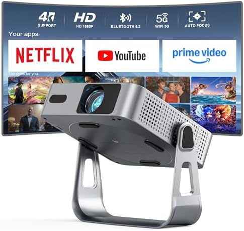 【Now with Netflix & 1800ANSI】 Smart 4K Projector with WiFi and Bluetooth, 3D Dolby Audio and Auto Focus Portable Outdoor Projector, Movie Home Theater Projectors for Bedroom/Ceiling by VISSPLPROJECTOR