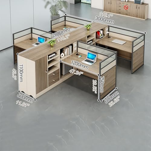 Modern Office Cubicle Workstation Desk with Tempered Glass Privacy Panels, USB Charging Hub & Cable Management,Multi-Person Modular Computer Desk for Commercial Office (C-Right, Four Person -T) - Image 2