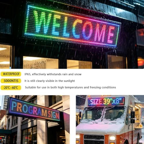 HS Programmable Scrolling Led sign Outdoor Digital Open Neon P10 39''x8'' - Image 2