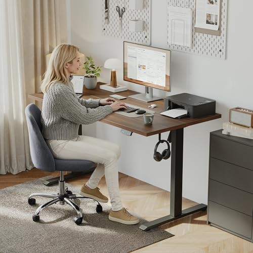 Klicelor 48 Inch Electric Standing Desk, Height Adjustable Office Desk, Sit Stand Up Computer Desk with Memory Preset, Two-Piece Desktop, Dark Walnut - Image 2