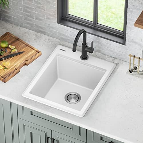 KRAUS Bellucci 18-inch Granite Workstation Drop In Top Mount Single Bowl Kitchen Sink in White with Accessories, KGTW12-18WH - Image 2