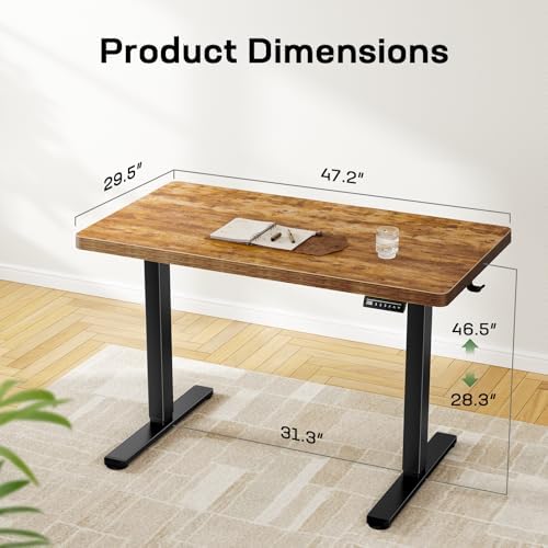 Marsail 48 x 30 Electric Standing Desk with One-Piece Desktop, Sit Stand Desk with Thickened Tabletop, Height Adjustable Stand Up Desk with Cable Management for Home Office(Frame+Desktop, 2 Packages) - Image 3