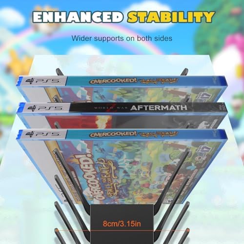 Video Game Storage Wall Mount - 8PCS Heavy-Duty Metal Game Case Holder Media Storage Shelves for PS, Xbox, DVD, Switch Game Organizer Display Stand, Holds up to 152 - Image 6