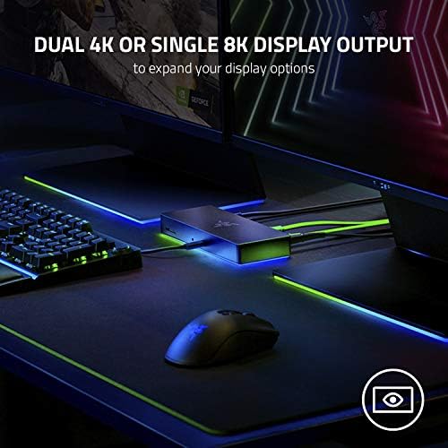 Razer Thunderbolt 4 Dock: 10 Ports in 1-Dual 4K or Single 8K Video Output-USB A and C Hub,2.5 GbE Thunderbolt 3,Mac,and PC Compatible-Thunderbolt 4 Certified-Passthrough Charging-Chroma (Pack of 3) - Image 4
