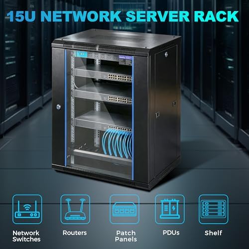 15U Wall Mount Rack, 450mm Deep Network Cabinet for Home Lab - Image 5