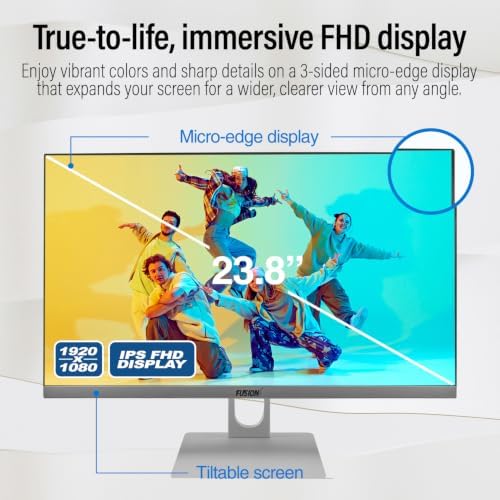 Fusion5 23.8" Full HD All in One PC Desktop Computer - 16GB RAM, 512GB SSD, i3-1215U 6-Core Processor up to 4.40 GHz, Windows 11, HDMI, USB 3.0 - AIO PC with Wireless Keyboard, Mouse, 3MP Web Camera - Image 3