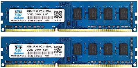 8GB Kit (2x4GB) DDR3 1333MHz UDIMM 4GB PC3-10600U 2RX8 PC3 1333 DDR3 10600 CL9 1.5V 240-PIN Non-ECC Unbuffered Desktop Memory RAM Module by motoeagle
