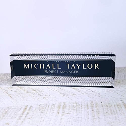 Artblox Office Desk Name Plate Personalized | Custom Name Plates for Desks | Net Shape Design On Clear Acrylic Glass | Office Desk Decor - (8" x 2.5") - Image 2