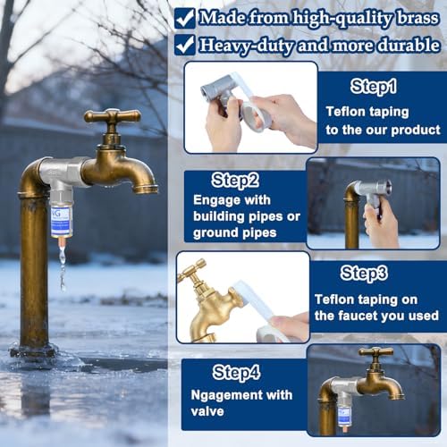 1 Set T-Type Outdoor Faucet Freeze Protector, Metal Spigot Covers with Tape - Image 3