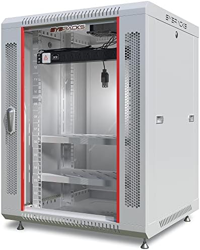 Sysracks 15U Gray Wall Rack Mount Server 19" Deep Network Cabinet, Server Rack with Fan, Removable Side Panels, Locking Glass Door 24" Computer Cabinet Enclosure Network Rack Case 15.600 by SYSRACKS