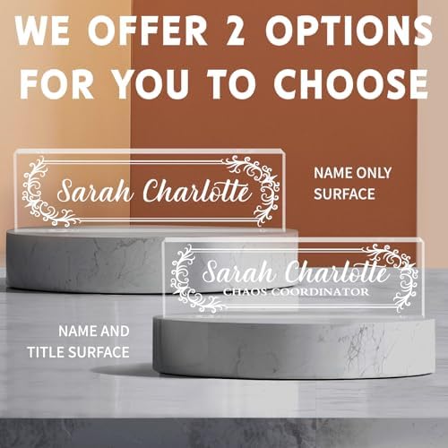 Custom Office Name Plate for Desk - Name Plate Personalized Gifts for Coworkers, Boss, Teacher, Social Worker - Acrylic Office Desk Decor for Women Men - Employee Appreciation Gifts (white 3) - Image 2