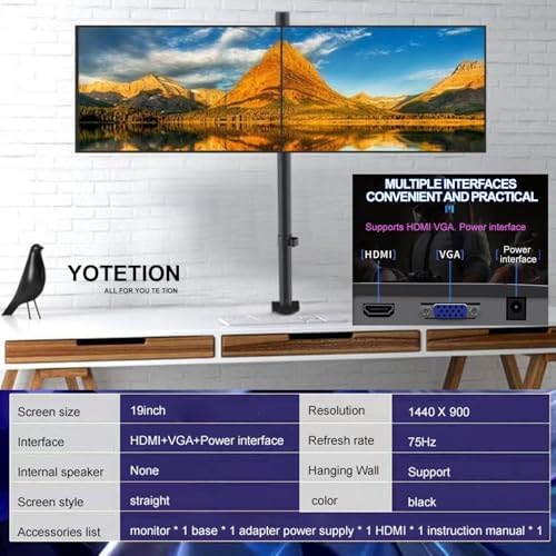 19-inch Full HD 75Hz Small Thin Monitor 2PACKS for laptops, Computers and desktops, HD+ 1440 x 900p, Anti-Glare, LED Display, VGA/HDMI Connection - Image 5