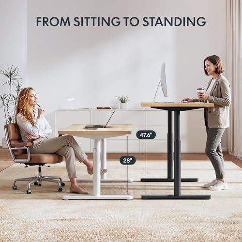FLEXISPOT 48" x 24" Solid Bamboo Standing Desk, White Oval Legs - Image 6