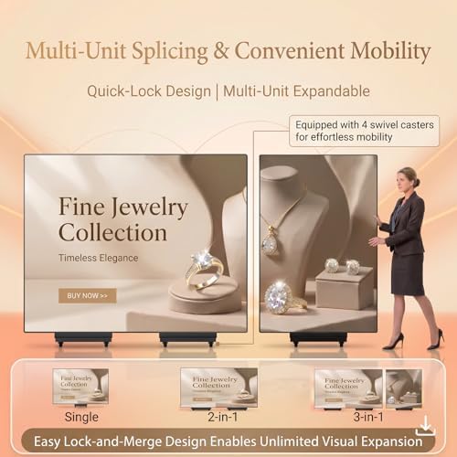 80" Seamless Splicing LED Display, Foldable Poster Screen with P1.86 Digital Signage Display LED Totem with USB/HDMI/WiFi/Remote - Image 3