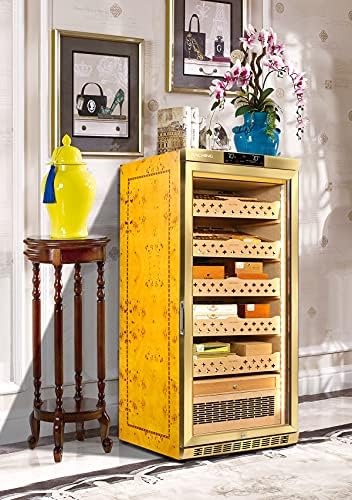 Cigar Climate Control Cabinet, Raching MON1800 Cigar Humidor Cabinet with Ammonia Removal, 220L Wood Frame Cabinet for Cigar Storing&Aging - Gold - Image 4