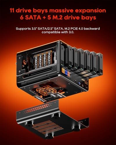 AOOSTAR WTR MAX 11 Bays NAS Mini PC, AMD R7 PRO 8845HS NO RAM NO SSD Mini Computers, 6 * 2.5/3.5 Inch SATA HDD+5*M.2 2280 SSD, 2 * 10GbE, 2 * 2.5GbE, OCuLink, 4K HDMI - Image 2