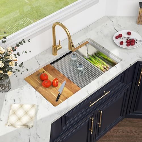 Kichae 33 White Kitchen Sink Undermount Granite Composite Workstation Sink - Image 4