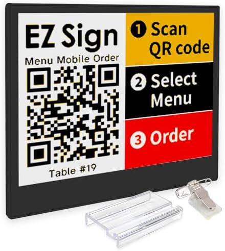 [Santek] EZ Sign NFC E-Paper Display – No Battery, Ultra-Thin 0.13”, Rewritable 4-Color Digital Display, App-Controlled (iOS/Android/PC), IP65 (Black, 4,2 inch) by Santek