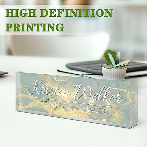Name Plate for Desk, Desk Name Plate Personalized, Office Decor for Women Men, Acrylic Desktop Accessories, Office Appreciation Gifts for Boss Social Workers Employee Nurse Teacher (Deep Sea) - Image 3