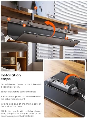 Under Desk Cable Management Tray, Mesh Fabric - Excellent Heat Dissipation - Image 7