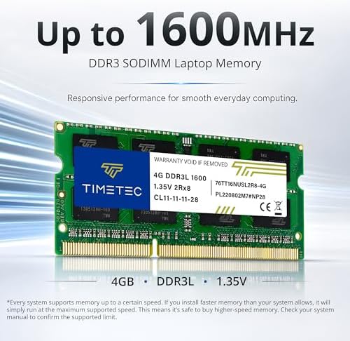 Timetec 8GB KIT(2x4GB) DDR3L / DDR3 1600MHz PC3L-12800 / PC3-12800 Non-ECC Unbuffered 1.35V / 1.5V CL11 204 Pin SODIMM Laptop Notebook PC Computer Memory RAM Module Upgrade - Image 2