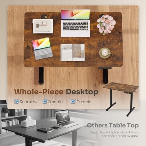 Monomi 35"x20" Small Electric Standing Desk,Whole Piece Desktop,Brown - Image 6