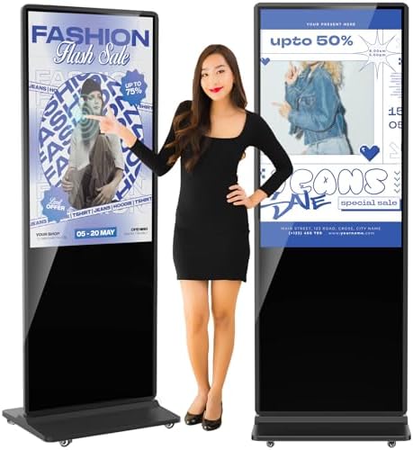 49 inch Indoor Digital Signage 4K Touchscreen IPS Floor Standing Digital Kiosks Interactive Displays with WiFi HDMI/USB Input Auto AD Player, Android OS Black by Homepage