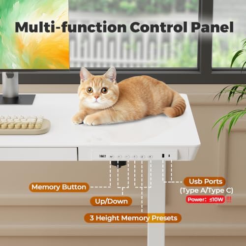 32" Electric Standing Desk with Drawer, Rolling Laptop Desk - Image 5