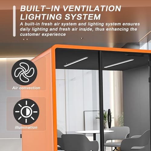 Office Sound Booth with Audio Privacy - Soundproof Booth Includes Unique Grey Interior,Soundproof Room Include Socket,Light,Door Handle& Orange Frame for Conference Room,Bedroom (Grey) - Image 5