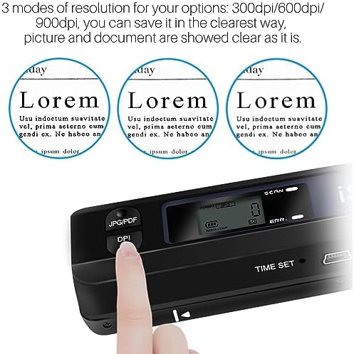 Portable Scanner, 900 DPI Handheld Photo Scanner Wand for A4 Documents, JPG PDF Formats, Uploads Images to Computer Via USB Cable (Black) - Image 3