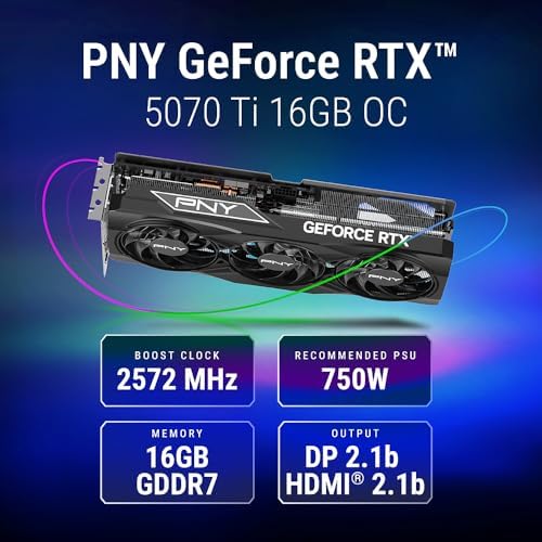 PNY NVIDIA GeForce RTX™ 5070 Ti OC Triple-Fan Graphics Card - Image 2