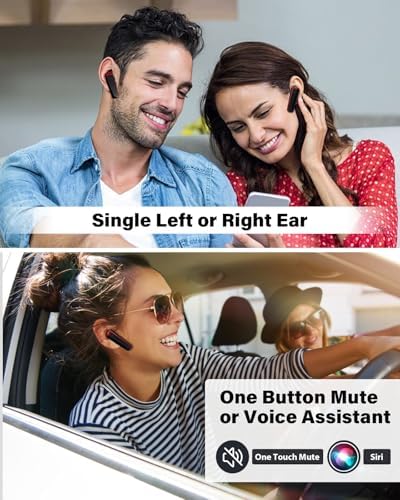 Bluetooth Headset,V5.3 Bluetooth Earpiece Wireless Handsfree Driving Headsets with Noise Canceling Mic,16Hrs Play Time Business Eabuds for iPhone Samsung Android Cell Phone Tablets Office(Red) - Image 3