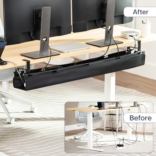 VIVO Black Clamp-on 47 in Fabric Cable Management Tray, DESK-AC47F-C - Image 2