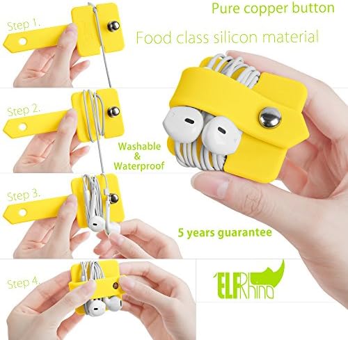 Portable Electronic Device Cover Cord Organizer for Earphones, Yellow - Image 6