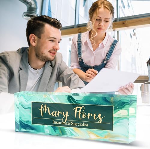 Personalized Name Plates for Office - Gifts for Teacher, Boss, Employee Appreciation - Desk Decor (Amber) - Image 6