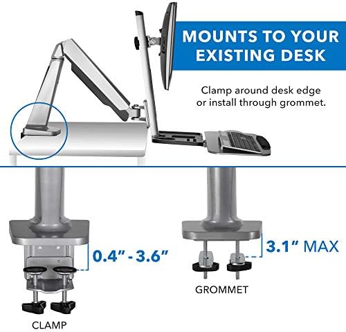 Mount-It! Single Monitor Arm Desk Mount Sit-Stand Workstation, Clamp Base - Image 6