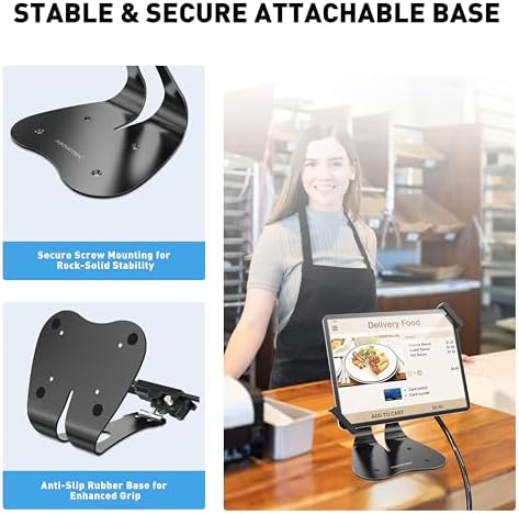 AboveTEK Anti-Theft iPad Kiosk Stand, 360° Swivel POS Tablet Mount with Security Cable & Key, Fits 7–13-inch iPad & Samsung Galaxy Tab, Perfect for Retail & Business - Image 6