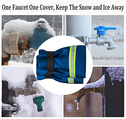 Outdoor Faucet Covers for Winter Freeze Protection, Upgraded Thicken 8.5" H x 6.1" W Outside Garden Faucet Socks for Winter Hose Bibs Insulated Spigot Cover, 2 Pack Reflective Blue - Image 2