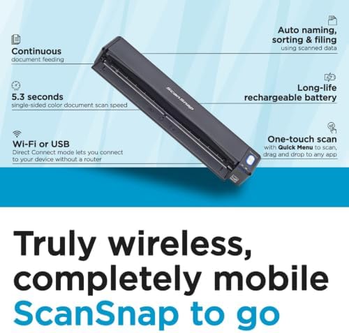 ScanSnap iX100 Wireless Mobile Portable Scanner, Black - Image 2