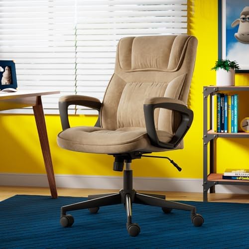 Serta Executive Office Chair Lumbar Support, Padded Arms Microfiber Chair - Image 2
